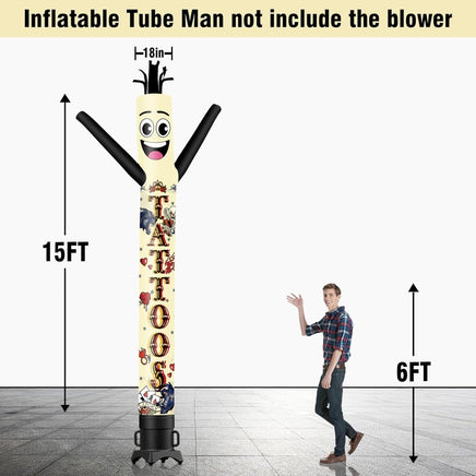 6 10 15 20FT Tall Tattoos Waving Inflatable Tube Man(Blower Not Included) - goodeny