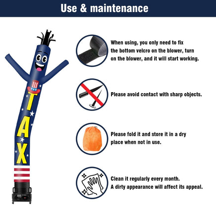 6 10 15 20FT Tall Tax Waving Inflatable Tube Man(Blower Not Included) - goodeny