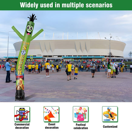 6 10 15 20FT Tall Team Soccer Spirit Waving Inflatable Tube Man(Blower Not Included) - goodeny