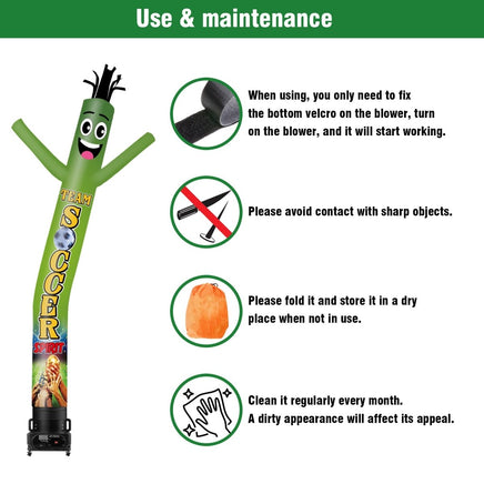 6 10 15 20FT Tall Team Soccer Spirit Waving Inflatable Tube Man(Blower Not Included) - goodeny