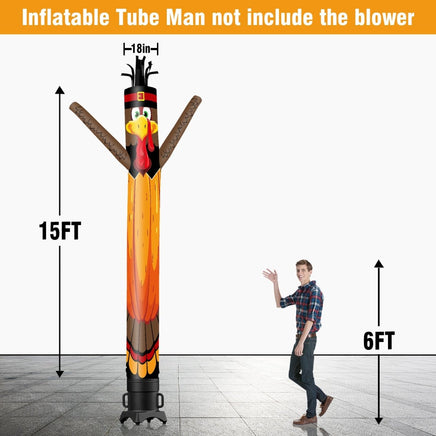 6 10 15 20FT Tall Thanksgiving Day Pumpkin Turkey Waving Inflatable Tube Man(Blower Not Included) - goodeny