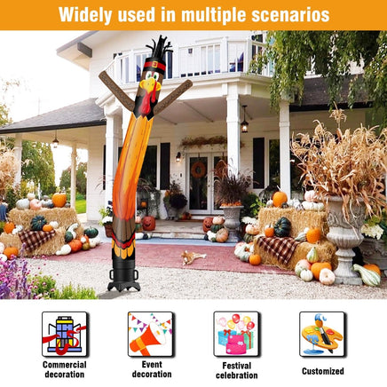 6 10 15 20FT Tall Thanksgiving Day Pumpkin Turkey Waving Inflatable Tube Man(Blower Not Included) - goodeny