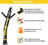 6 10 15 20FT Tall Tire Sale Black Waving Inflatable Tube Man(Blower Not Included) - goodeny