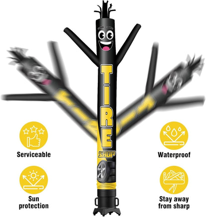 6 10 15 20FT Tall Tire Sale Black Waving Inflatable Tube Man(Blower Not Included) - goodeny
