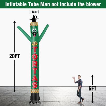 6 10 15 20FT Tall Tortas Waving Inflatable Tube Man(Blower Not Included) - goodeny