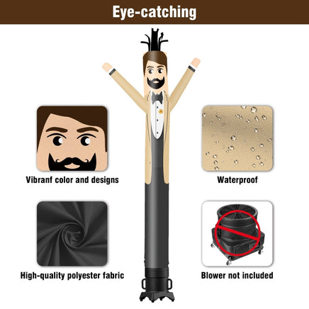 6 10 15 20FT Tall Tuxedo Waving Inflatable Tube Man(Blower Not Included) - goodeny
