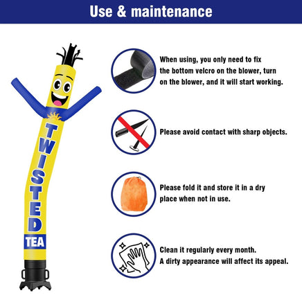 6 10 15 20FT Tall Twisted Tea Waving Inflatable Tube Man(Blower Not Included) - goodeny