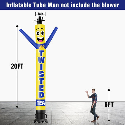 6 10 15 20FT Tall Twisted Tea Waving Inflatable Tube Man(Blower Not Included) - goodeny