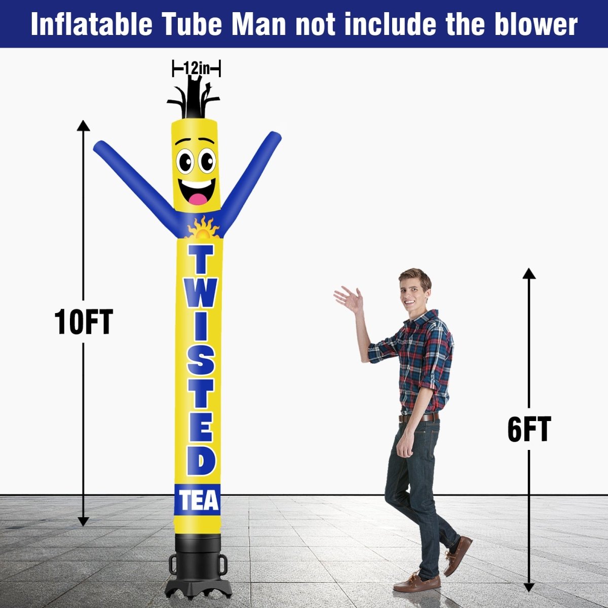 6 10 15 20FT Tall Twisted Tea Waving Inflatable Tube Man(Blower Not ...