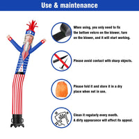 6 10 15 20FT Tall Uncle Sam Waving Inflatable Tube Man(Blower Not Included) - goodeny
