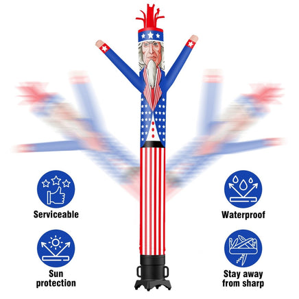 6 10 15 20FT Tall Uncle Sam Waving Inflatable Tube Man(Blower Not Included) - goodeny