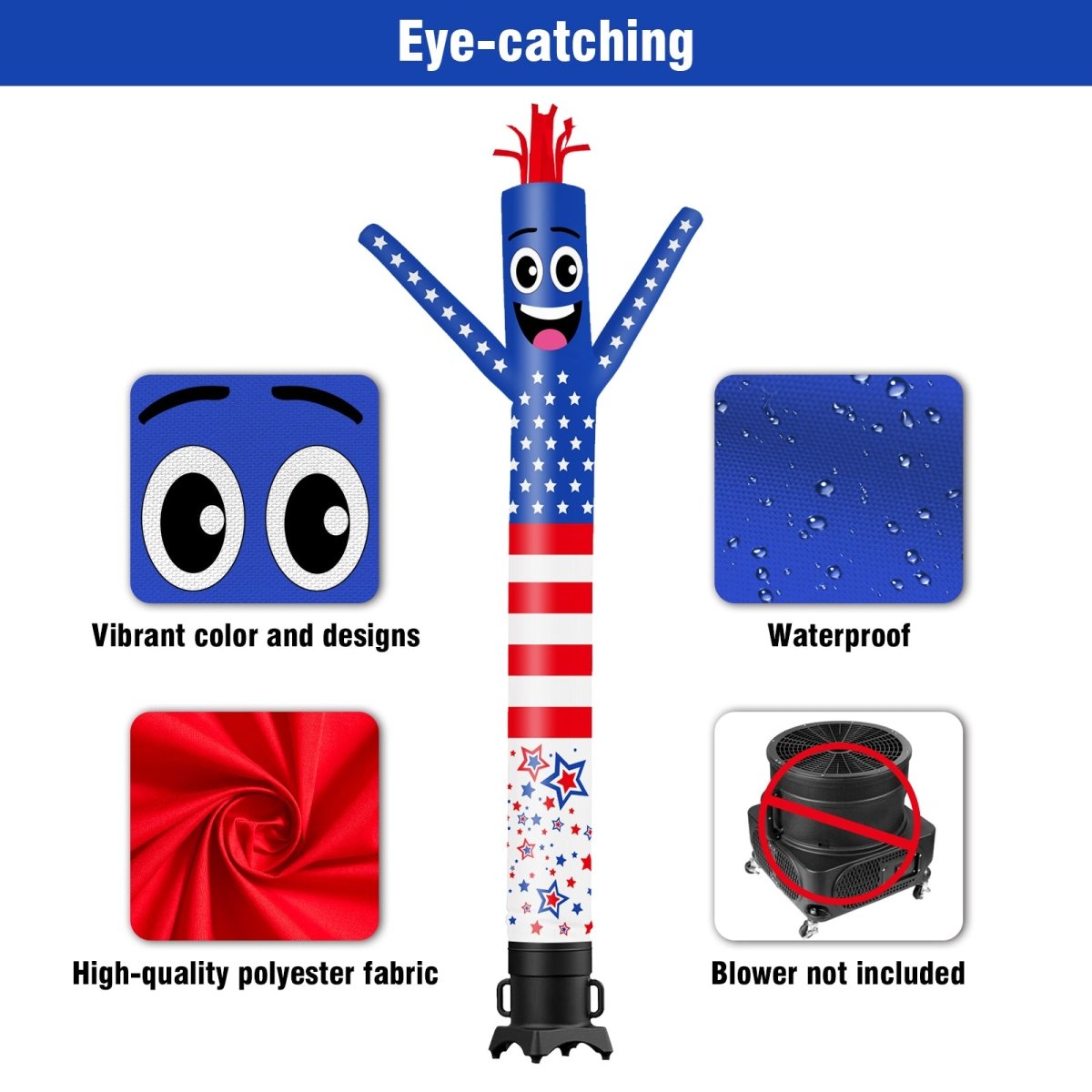 6 10 15 20FT Tall USA American Flag Waving Inflatable Tube Man(Blower ...