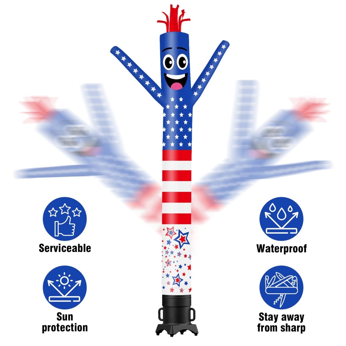 6 10 15 20FT Tall USA American Flag Waving Inflatable Tube Man(Blower ...