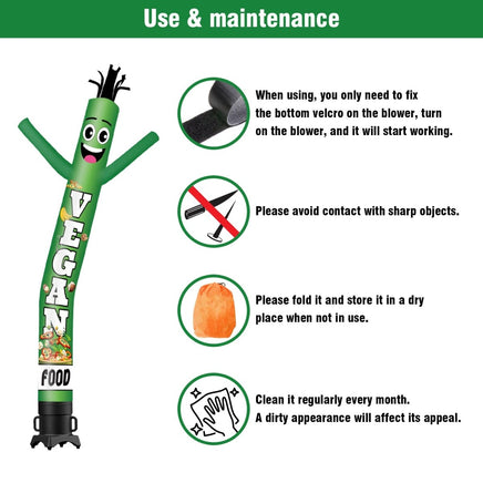 6 10 15 20FT Tall Vegan Food Waving Inflatable Tube Man(Blower Not Included) - goodeny