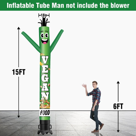 6 10 15 20FT Tall Vegan Food Waving Inflatable Tube Man(Blower Not Included) - goodeny