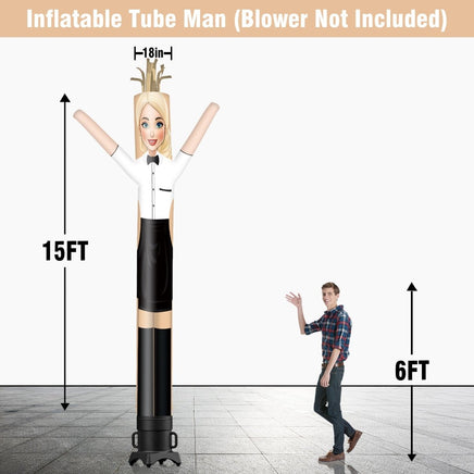6 10 15 20FT Tall Waitress Waving Inflatable Tube Man(Blower Not Included) - goodeny