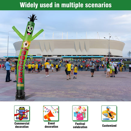 6 10 15 20FT Tall Watch Soccer Here Waving Inflatable Tube Man(Blower Not Included) - goodeny