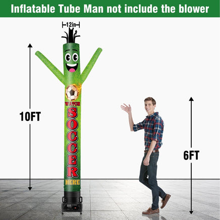 6 10 15 20FT Tall Watch Soccer Here Waving Inflatable Tube Man(Blower Not Included) - goodeny