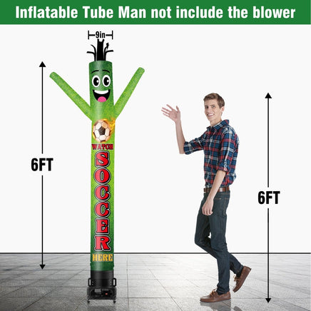 6 10 15 20FT Tall Watch Soccer Here Waving Inflatable Tube Man(Blower Not Included) - goodeny