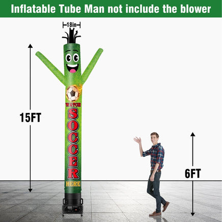 6 10 15 20FT Tall Watch Soccer Here Waving Inflatable Tube Man(Blower Not Included) - goodeny
