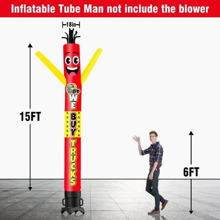 6 10 15 20FT Tall We Buy Trucks Waving Inflatable Tube Man(Blower Not Included) - goodeny