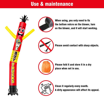 6 10 15 20FT Tall We Buy Trucks Waving Inflatable Tube Man(Blower Not Included) - goodeny