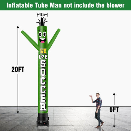 6 10 15 20FT Tall We Love Soccer Waving Inflatable Tube Man(Blower Not Included) - goodeny