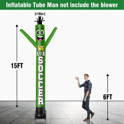 6 10 15 20FT Tall We Love Soccer Waving Inflatable Tube Man(Blower Not Included) - goodeny