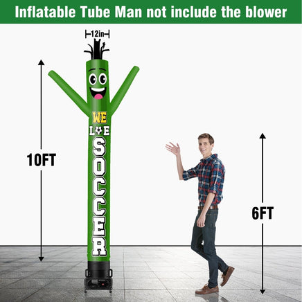 6 10 15 20FT Tall We Love Soccer Waving Inflatable Tube Man(Blower Not Included) - goodeny