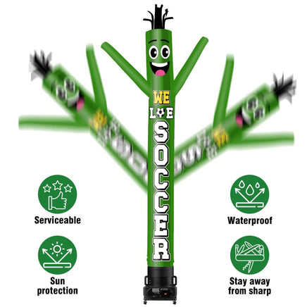 6 10 15 20FT Tall We Love Soccer Waving Inflatable Tube Man(Blower Not Included) - goodeny