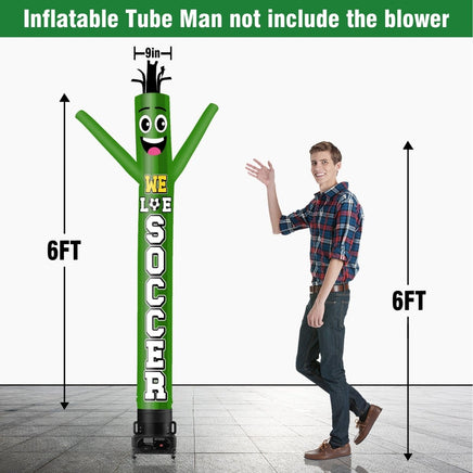 6 10 15 20FT Tall We Love Soccer Waving Inflatable Tube Man(Blower Not Included) - goodeny