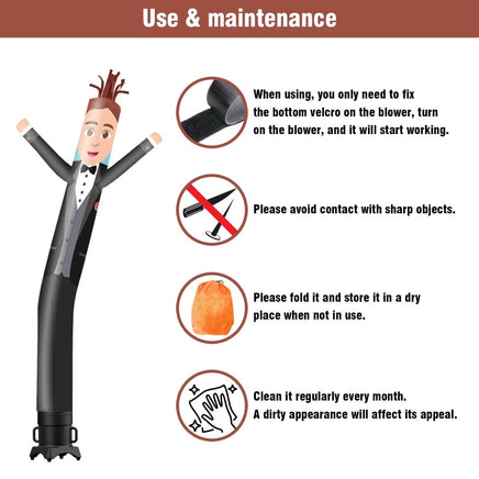 6 10 15 20FT Tall Wedding Bridegroom Waving Inflatable Tube Man(Blower Not Included) - goodeny