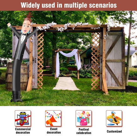 6 10 15 20FT Tall Wedding Bridegroom Waving Inflatable Tube Man(Blower Not Included) - goodeny