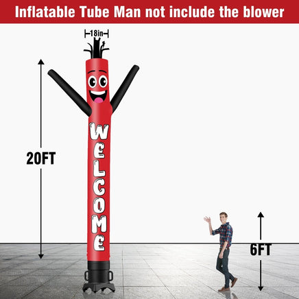 6 10 15 20FT Tall Welcome Waving Inflatable Tube Man(Blower Not Included) - goodeny