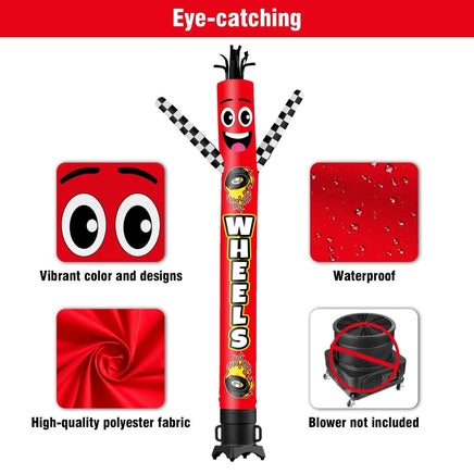 6 10 15 20FT Tall Wheels Waving Inflatable Tube Man(Blower Not Included) - goodeny