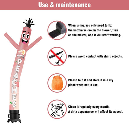 6 10 15 20FT Tall White Peach Waving Inflatable Tube Man(Blower Not Included) - goodeny