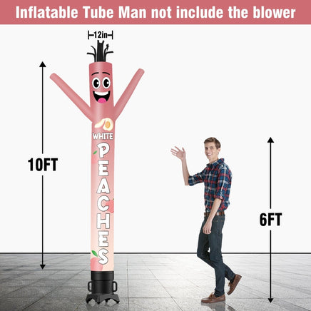 6 10 15 20FT Tall White Peach Waving Inflatable Tube Man(Blower Not Included) - goodeny