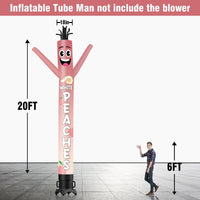 6 10 15 20FT Tall White Peach Waving Inflatable Tube Man(Blower Not Included) - goodeny