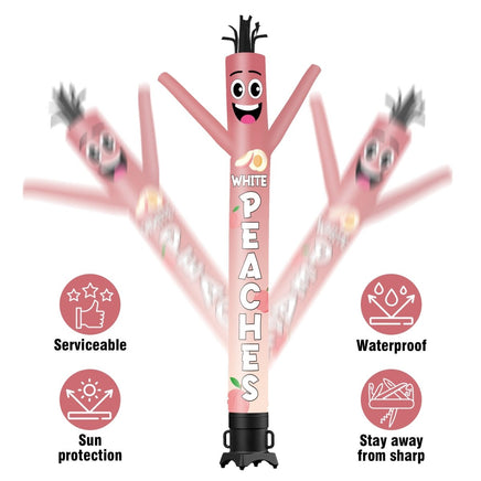 6 10 15 20FT Tall White Peach Waving Inflatable Tube Man(Blower Not Included) - goodeny