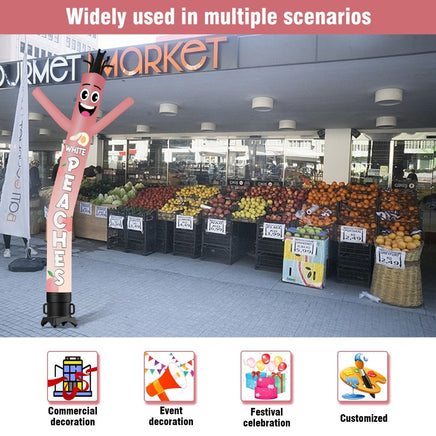 6 10 15 20FT Tall White Peach Waving Inflatable Tube Man(Blower Not Included) - goodeny