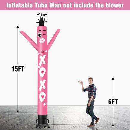 6 10 15 20FT Tall XOXO Waving Inflatable Tube Man(Blower Not Included) - goodeny