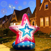 6FT 4th of July Inflatable Decoration with LED Lights – USA Star 01 - goodeny