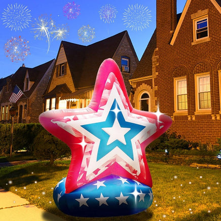 6FT 4th of July Inflatable Decoration with LED Lights – USA Star 01 - goodeny