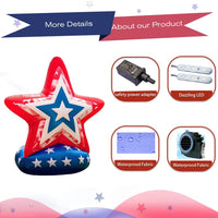 6FT 4th of July Inflatable Decoration with LED Lights – USA Star 01 - goodeny