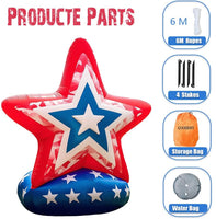 6FT 4th of July Inflatable Decoration with LED Lights – USA Star 01 - goodeny