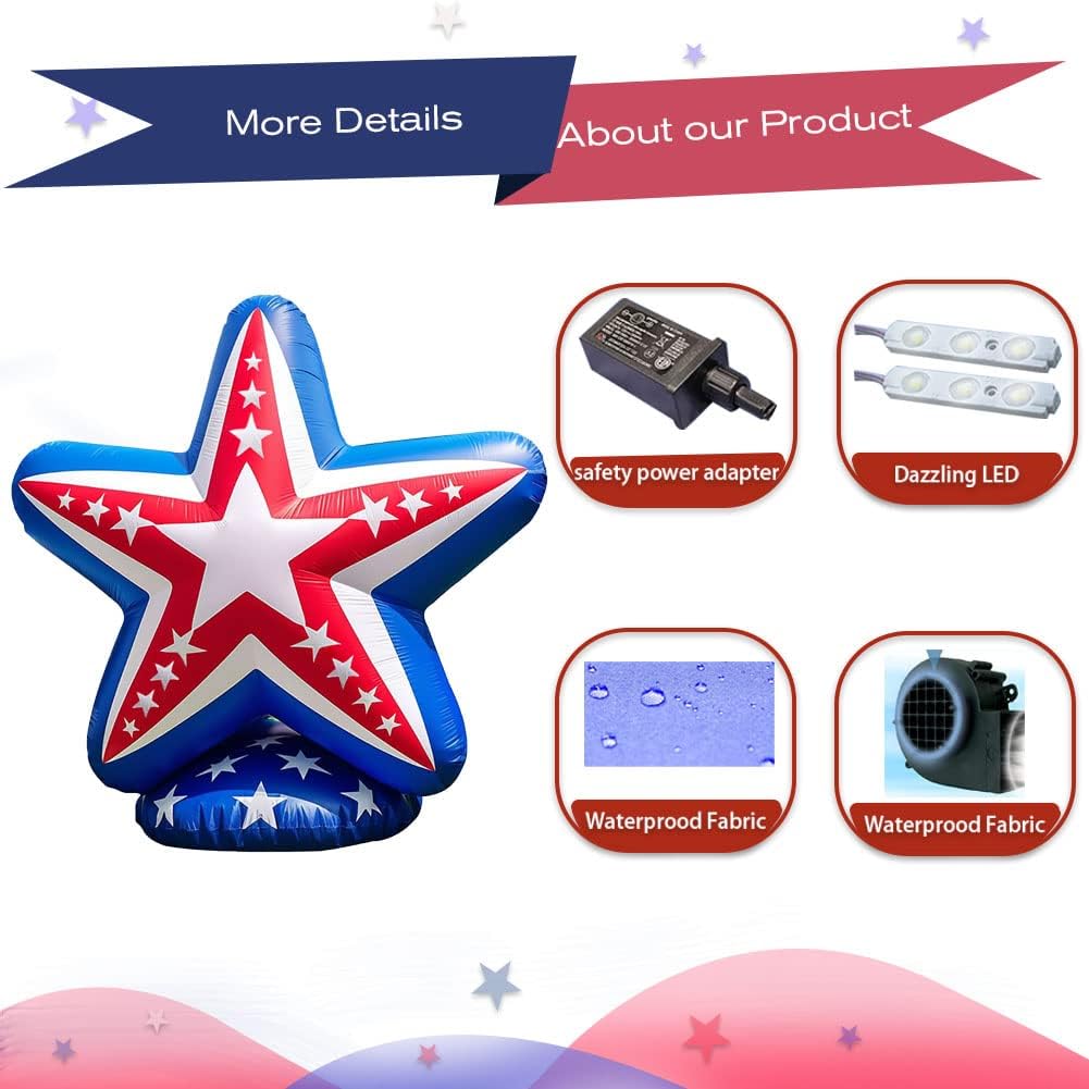 6FT 4th of July Inflatable Decoration LED Lights- goodeny| goodeny