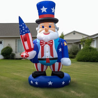6FT 4th of July Inflatable Uncle Sam with Rocket - LED Yard Decoration - goodeny