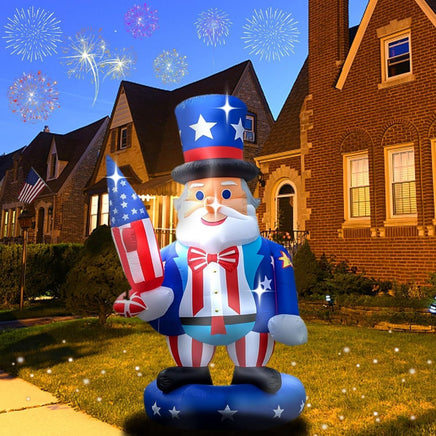 6FT 4th of July Inflatable Uncle Sam with Rocket - LED Yard Decoration - goodeny
