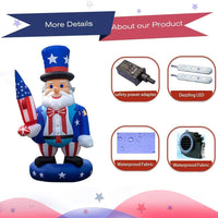 6FT 4th of July Inflatable Uncle Sam with Rocket - LED Yard Decoration - goodeny