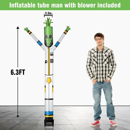 6FT Alien Inflatable Tube Man with Blower (5.5'' Diameter) and Built - in LED - goodeny